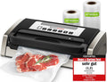 Bonsenkitchen Machine Sous Vide Alimentaire, Puissante et Silencieuse, Technologie Globefish pour un Travail Continu, Conception avec Poignée Verrouillée, Cutter Intégré, 2 Rouleaux de sacs inclus(Noir)