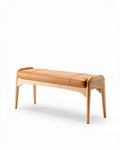 Banc en bois avec rembourrage en cuir pour un usage intérieur - 100 x 40 x 45cm