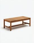 Table basse en bois avec rangement en osier - 120 x 60 x 40cm