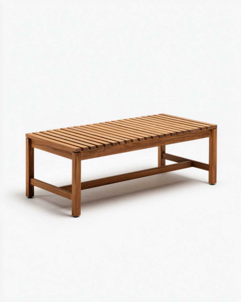 Table basse en bois avec rangement en osier - 120 x 60 x 40cm