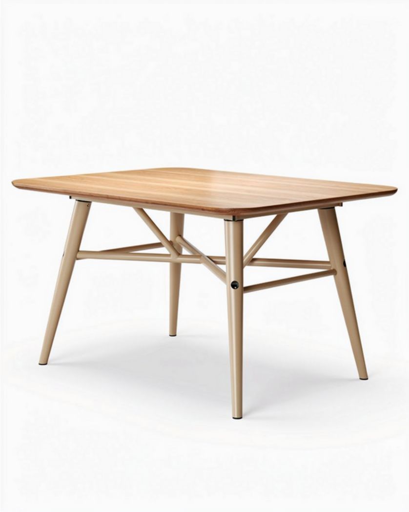 Table de repas en bois et métal pour utilisation intérieure - 120 x 80 x 75cm