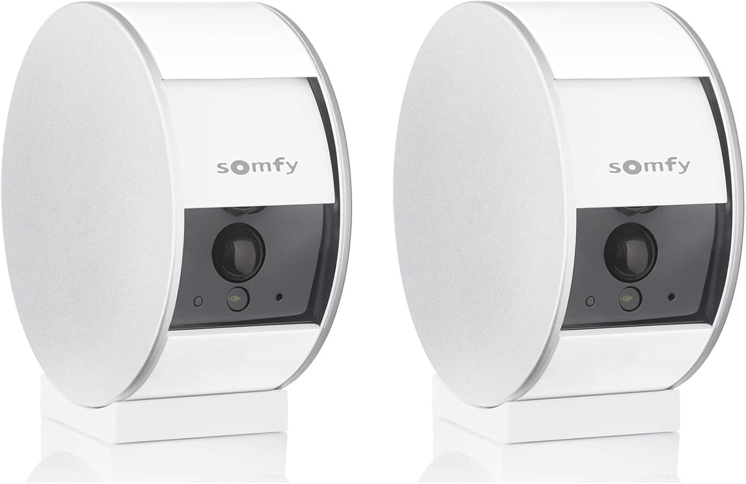 somfy 1870469 - Pack de 2 Indoor Camera, Caméras avec volet motorisé, Vision Nocturne, Détection de Mouvement, Grand Angle, Haut-Parleur, Microphone, Compatible : Alexa, Google Home et Tahoma(Blanc)