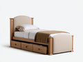 Lit simple bois avec rangement 200x102x105 cm - chêne clair/beige - design classique(Chêne Clair/Beige)