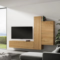 Élément mural pour salon, meuble TV avec étagères pour chambre et aménagement intérieur 254 cm