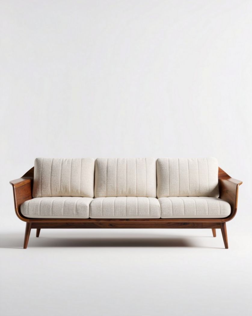 Canapé en tissu pour salon avec structure en bois - 200 x 90 x 85cm