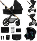 Poussette 3-en-1 Kinderkraft MOOV2, système de voyage de la naissance à 27 kg, siège auto Mink PRO I-Size inclus, pare-soleil extensible avec filtre UPF50+, accessoires pratiques, gris(Gris1/Roues en EVA)