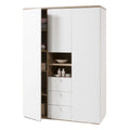 Armoire 3 portes et 3 tiroirs en chêne et laqué blanc pour une chambre moderne