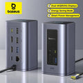 Baseus 12 en 1 USB C HUB vers HDMI 4K @ 60Hz double affichage USB 3.2 adaptateur avec RJ45 SD TF PD(Gris)