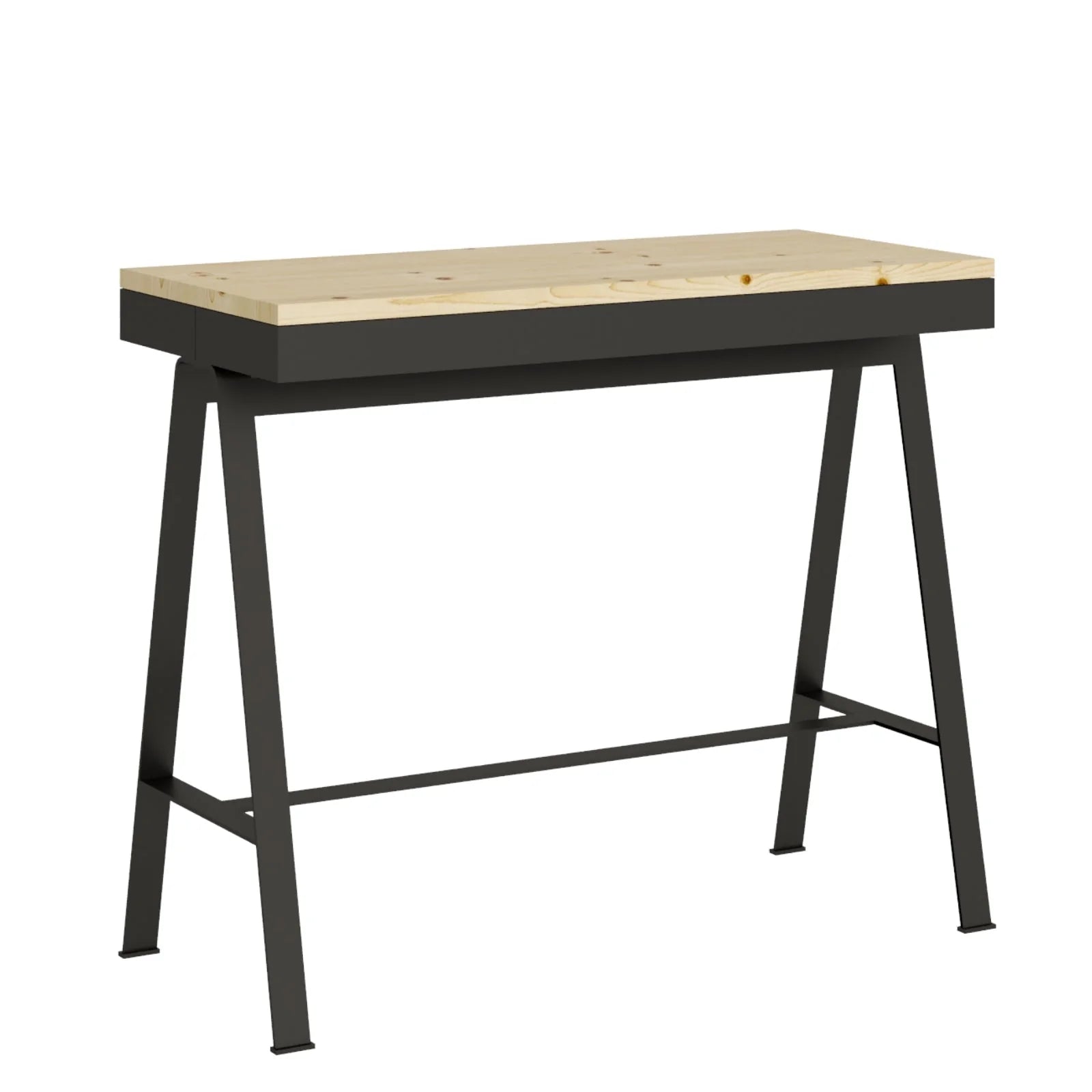 Table console extensible en bois Parma pour salle à manger(Extensible Jusqu'À 196 Cm/Ciment)