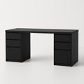 Bureau Rectangulaire avec Tiroirs Noir Bois Stratifié(Noir)