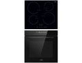 cooke and lewis Lot plaque à induction 4 zones + Four pyrolyse 72 L(Noir)
